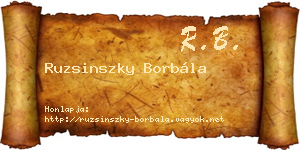 Ruzsinszky Borbála névjegykártya