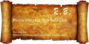 Ruzsinszky Borbála névjegykártya